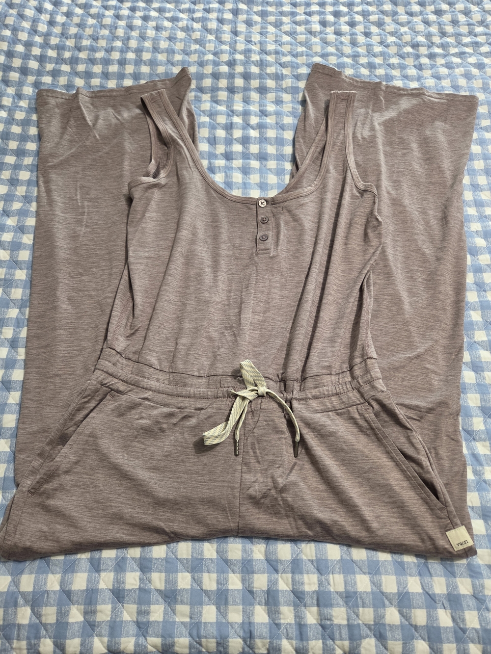 Vuori Dusty Mauve Sleeveless Romper with Drawstring